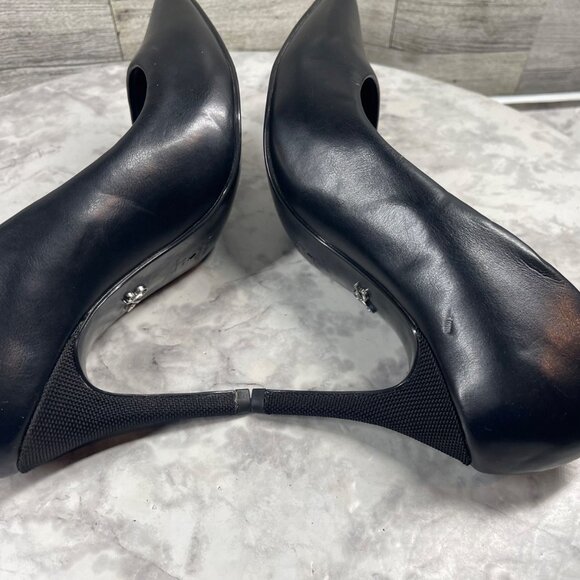 Antonia Saint New York Heels Women 7.5 Shoes Black Leather Pointed Cushion Pumps - Picture 13 of 16